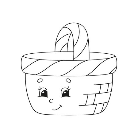 Coloring book for kids. Cheerful character. Vector illustration. Cute cartoon style. Fantasy page for children. Black contour silhouette. Isolated on white background.のイラスト素材