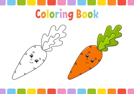 Coloring book for kids. Cheerful character. Vector illustration. Cute cartoon style. Fantasy page for children. Black contour silhouette. Isolated on white background.のイラスト素材
