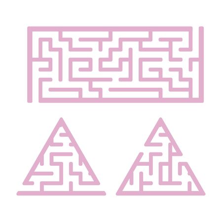 A set of mazes. Game for kids. Puzzle for children. Labyrinth conundrum. Find the right path. Vector illustration.のイラスト素材