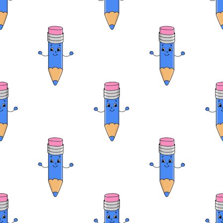 Colored seamless pattern with cute cartoon character. Simple flat vector illustration isolated on white background. Design wallpaper, fabric, wrapping paper, covers, websites.のイラスト素材