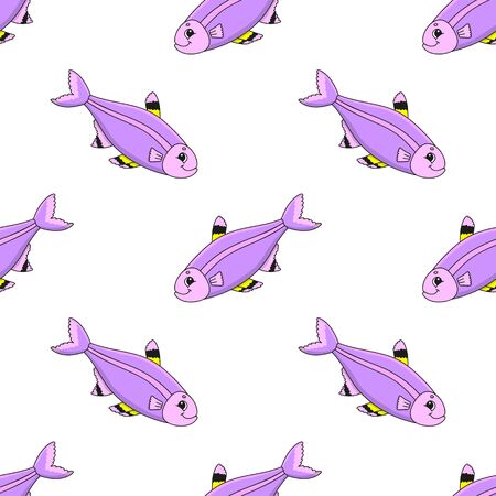 Colored seamless pattern with cute cartoon character. Simple flat vector illustration isolated on white background. Design wallpaper, fabric, wrapping paper, covers, websites.のイラスト素材