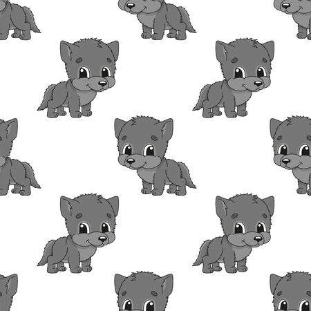 Colored seamless pattern with cute cartoon character. Simple flat vector illustration isolated on white background. Design wallpaper, fabric, wrapping paper, covers, websites.のイラスト素材