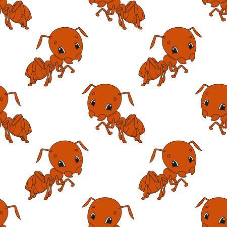 Colored seamless pattern with cute cartoon character. Simple flat vector illustration isolated on white background. Design wallpaper, fabric, wrapping paper, covers, websites.のイラスト素材