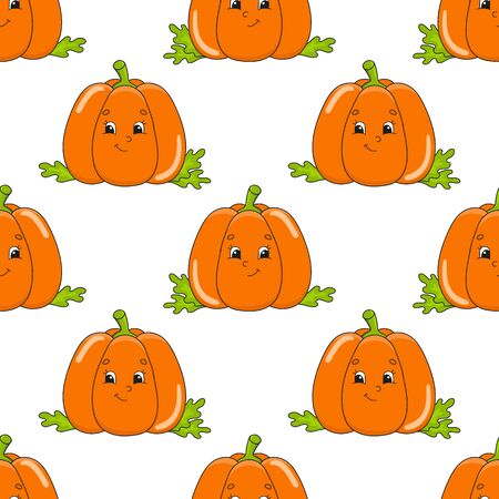 Colored seamless pattern with cute cartoon character. Simple flat vector illustration isolated on white background. Design wallpaper, fabric, wrapping paper, covers, websites.のイラスト素材