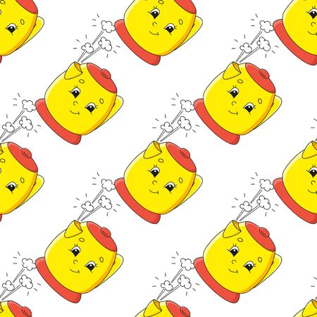 Colored seamless pattern with cute cartoon character. Simple flat vector illustration isolated on white background. Design wallpaper, fabric, wrapping paper, covers, websites.のイラスト素材