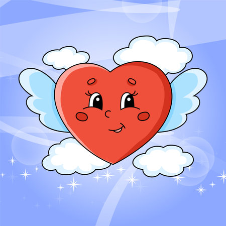 Cute character. Colorful vector illustration. Cartoon style. Isolated on color abstract background. Design element. Template for your design, books, stickers, posters, cards, clothes.のイラスト素材