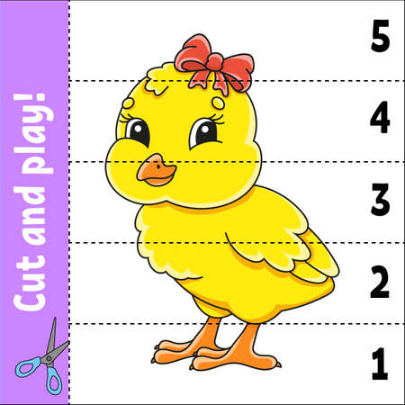 Learning numbers 1-5. Cut and play. Education worksheet. Game for kids. Color activity page. Puzzle for children. Riddle for preschool.のイラスト素材