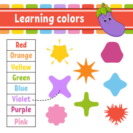 Learning colors. Education developing worksheet. Activity page with pictures. Game for children illustration. Funny character. Cartoon style.のイラスト素材