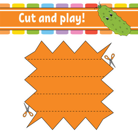 Cut and play. Logic puzzle for kids. Education developing worksheet. Learning game. Activity page. Cutting practice for preschool.のイラスト素材