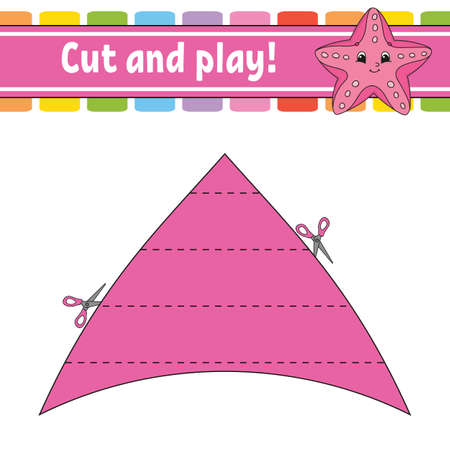 Cut and play. Logic puzzle for kids. Education developing worksheet. Learning game. Activity page. Cutting practice for preschool.のイラスト素材