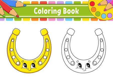 Coloring book for kids. St. Patrick's day. Cartoon character. Vector illustration. Black contour silhouette. Isolated on white background.のイラスト素材