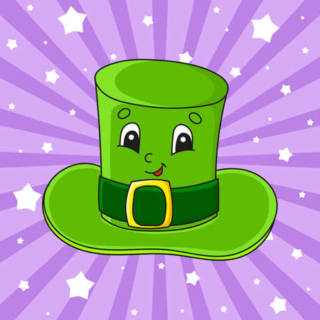 Cute cartoon character. St. Patrick's day. Colorful vector illustration. Isolated on color background. Template for your design.のイラスト素材