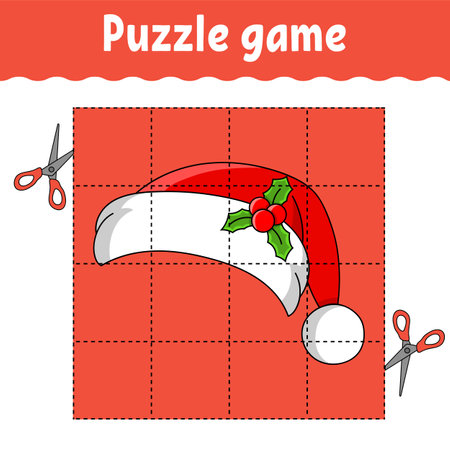 Puzzle game for kids. Winter theme. Education developing worksheet. Learning game for children. Color activity page. For toddler. Riddle for preschool. Isolated vector illustration in cartoon style.のイラスト素材
