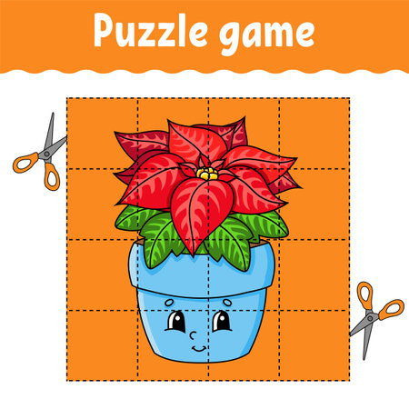 Puzzle game for kids. Winter theme. Education developing worksheet. Learning game for children. Color activity page. For toddler. Riddle for preschool. Isolated vector illustration in cartoon style.のイラスト素材