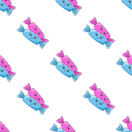 Colored seamless pattern. Cartoon style. Hand drawn. Vector illustration isolated on white background. For walpaper, poster, banner.のイラスト素材