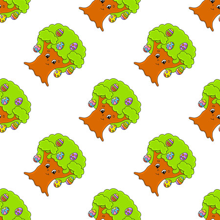 Colored seamless pattern. Cartoon style. Hand drawn. Vector illustration isolated on white background. For walpaper, poster, banner.のイラスト素材