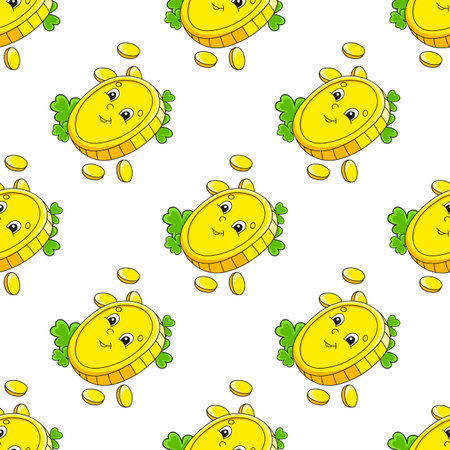 Colored seamless pattern. Cartoon style. Hand drawn. Vector illustration isolated on white background. For walpaper, poster, banner.のイラスト素材