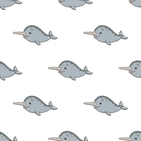Colored seamless pattern. Cartoon style. Hand drawn. Vector illustration isolated on white background. For walpaper, poster, banner.のイラスト素材