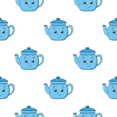 Color seamless pattern. Cartoon style. Bright design. For walpaper, poster, banner. Hand drawn. Vector illustration isolated on white background.のイラスト素材