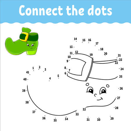 Dot to dot game. St. Patrick's day. Draw a line. For kids. Activity worksheet. Coloring book. With answer. Cartoon character. Vector illustration.のイラスト素材