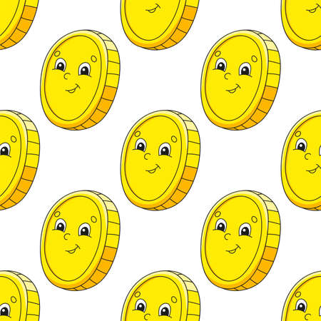 Color seamless pattern. Cartoon style. Bright design. For walpaper, poster, banner. Hand drawn. Vector illustration isolated on white background.のイラスト素材