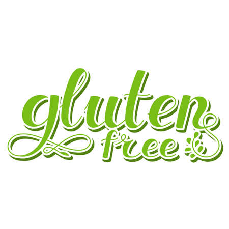 Lettering inscription. Gluten free. Healthy lifestyle theme. Hand drawn phrase. Vector illustration. Design element for t-shirts and prints.のイラスト素材
