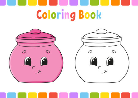 Coloring book for kids. Cartoon character. Vector illustration. Fantasy page for children. Black contour silhouette. Isolated on white background.のイラスト素材