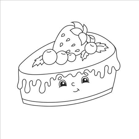Coloring book for kids. Cartoon character. Vector illustration. Black contour silhouette. Isolated on white background.のイラスト素材