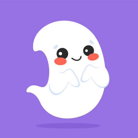 Cute ghost. Cartoon character. Colorful vector illustration. Isolated on color background. Design element. Template for your design, books, stickers, cards.のイラスト素材