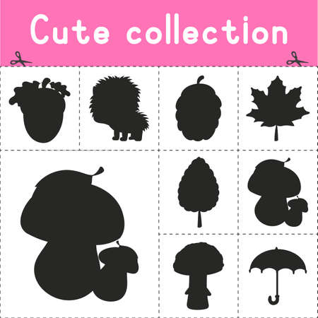 Autumn theme. Black silhouette. Vector illustration isolated on white background. Design element. Template for your design, books, stickers, posters, cards, child clothes.のイラスト素材
