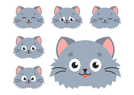 Cute cat. Cartoon character. Colorful vector illustration. Isolated on white background. Design element. Template for your design, books, stickers, cards.のイラスト素材