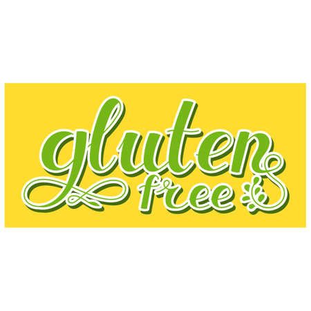 Lettering inscription. Gluten free. Healthy lifestyle theme. Hand drawn phrase. Vector illustration. Design element for t-shirts and prints.のイラスト素材