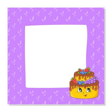 Children's colored frame for a photo. Cute cake. Flat vector illustration.のイラスト素材