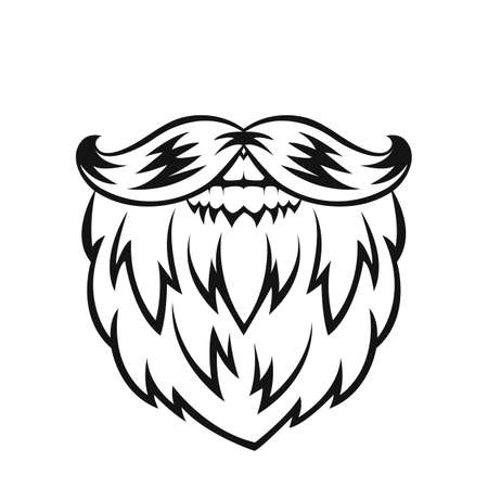 Beard and mustache. Black silhouette. Design element. Hand drawn sketch. Vintage style. Vector illustration.のイラスト素材