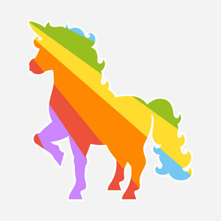 Cute unicorn. Magic fairy horse. Rainbow silhouette. Design element. Vector illustration isolated on white background. Template for books, stickers, posters, cards, clothes.のイラスト素材