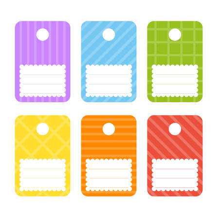 gift tags. bright stickers. Rectangular label. For holidays with space for your text. Color vector isolated illustration.のイラスト素材