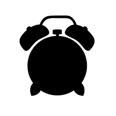 Black silhouette alarm. design element. Vector illustration isolated on white background. Template for books, stickers, posters, cards, clothes.のイラスト素材