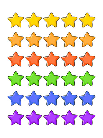 Star rating. color image. design element. Vector illustration isolated on white background. Template for books, stickers, posters, cards, clothes.のイラスト素材