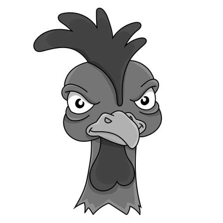 Angry rooster. Displeased poultry. Team mascot. Cartoon style. Colored vector illustration.のイラスト素材