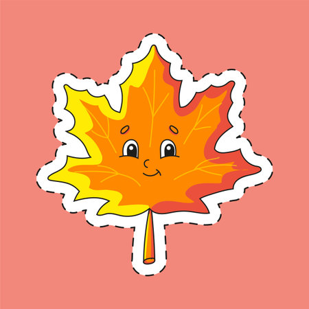 Sticker with contour. cartoon character. Colorful vector illustration. Isolated on color background....