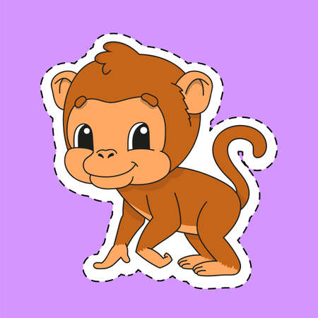 Sticker with contour. cartoon characters. animal theme. colorful vector illustration. Isolated on color background. Template for your design.のイラスト素材