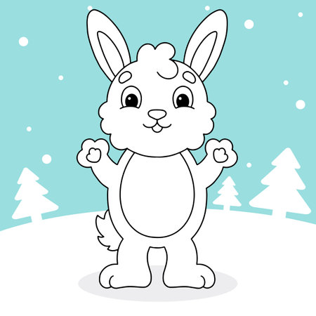 Cartoon character rabbit. Color background for your designs. For wallpapers, covers, postcards, banners. vector illustration.のイラスト素材