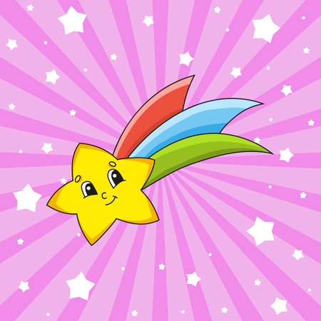 cute cartoon character. Isolated on color background. Template for your design. vector illustration.のイラスト素材