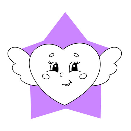 Coloring book for kids. Cheerful character. Cute cartoon style. Fantasy page for children. Black contour silhouette. vector illustration.のイラスト素材