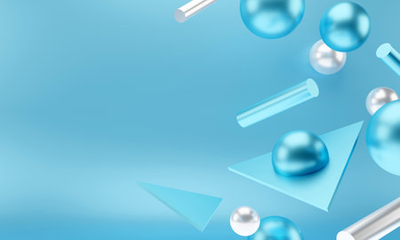 Colorful wallpaper. Abstract objects on a colored background. Trendy illustration design. 3d rendering.の写真素材