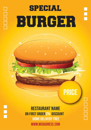 Burger flyer, social media web banner templateのイラスト素材