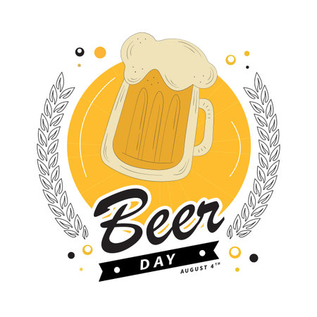 beer day social media post template designのイラスト素材
