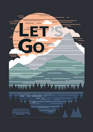 travel poster, flyer or social media post template designのイラスト素材