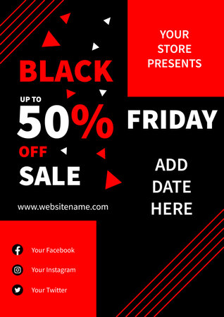 Black friday discount big sale social media post poster flyer template designのイラスト素材