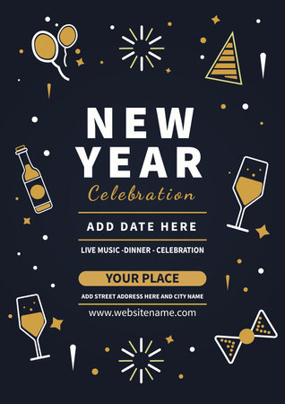 New year celebration party flyer poster social media post template designのイラスト素材